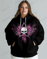 Women's Plus Vintage Star Skull Print Long-sleeved Hoodie